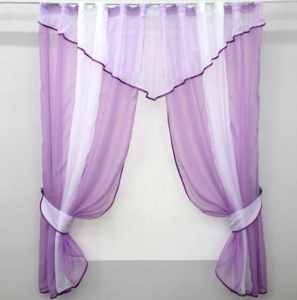 Шторки на кухню 290х170 см Сиреневый/Белый (00к 59-676)