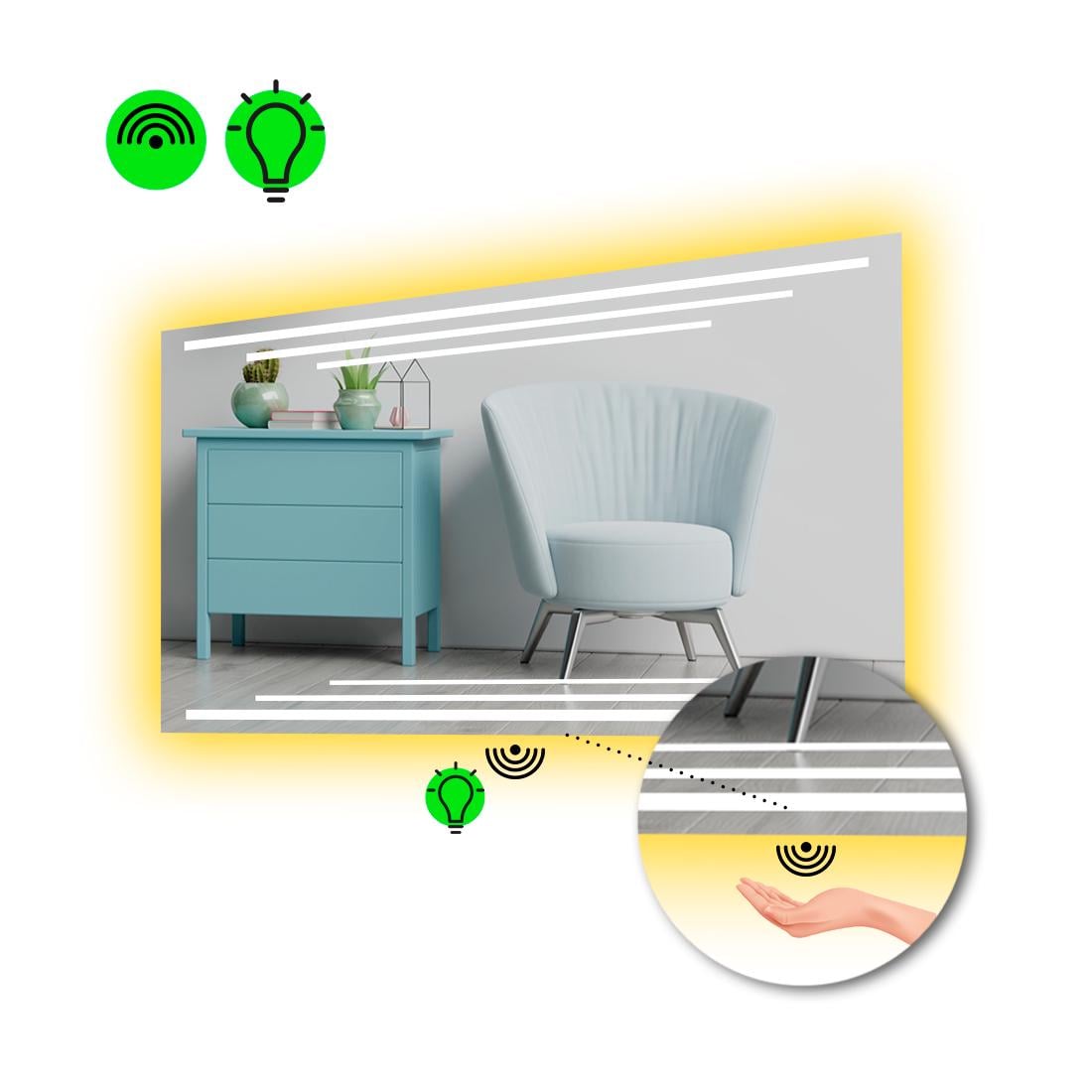 Зеркало с LED подсветкой Francisca с ИК включателем 110x70 см (8775969)