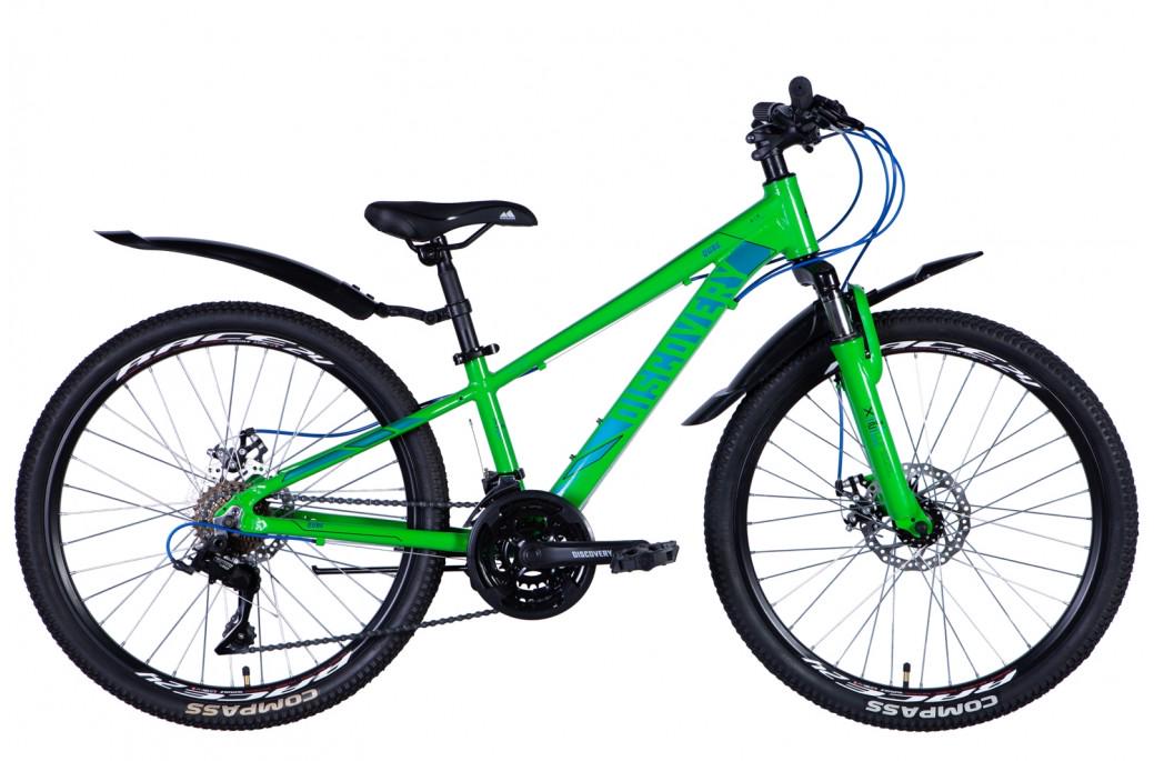 Велосипед DISCOVERY QUBE AM DD Al 24"/11,5" 2024 Зеленый/Синий (6936116100863)