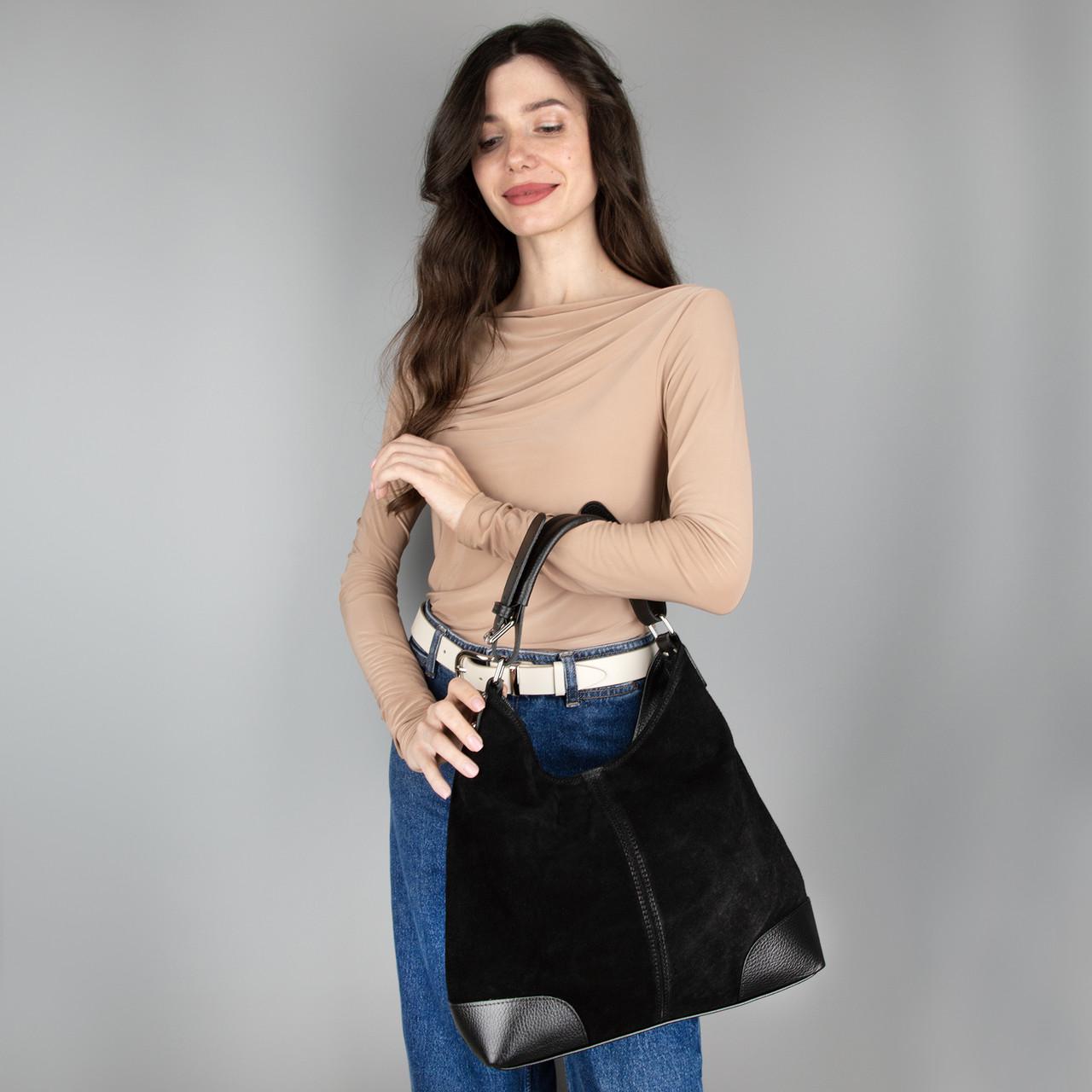 Сумка-шопер жіноча Virginia Conti 03735 замшева Чорний (2738283229) - фото 2 Сумка-шопер жіноча Virginia Conti 03735 замшева Чорний (2738283229) - фото 2