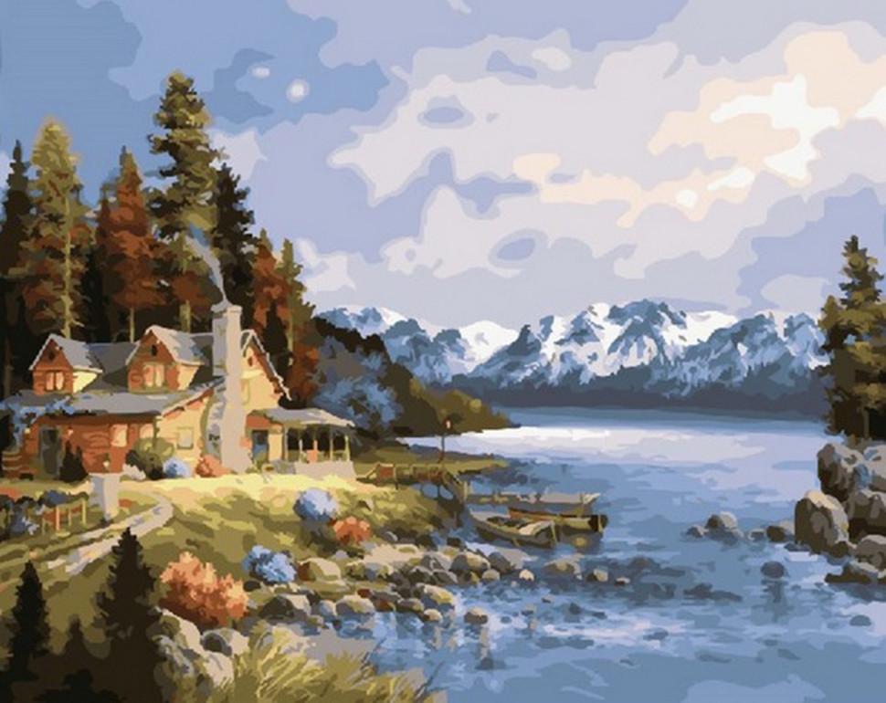 Картина за номерами Rainbow Art Хатинка в горах (GX23306-RA)