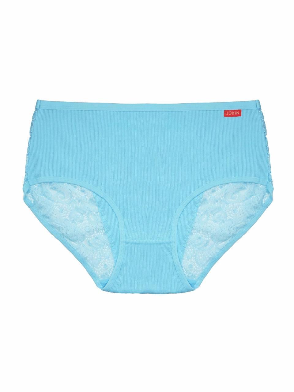 Труси жіночі котонові з мереживом UOKIN 452 2XL р. 50-52 Блакитний