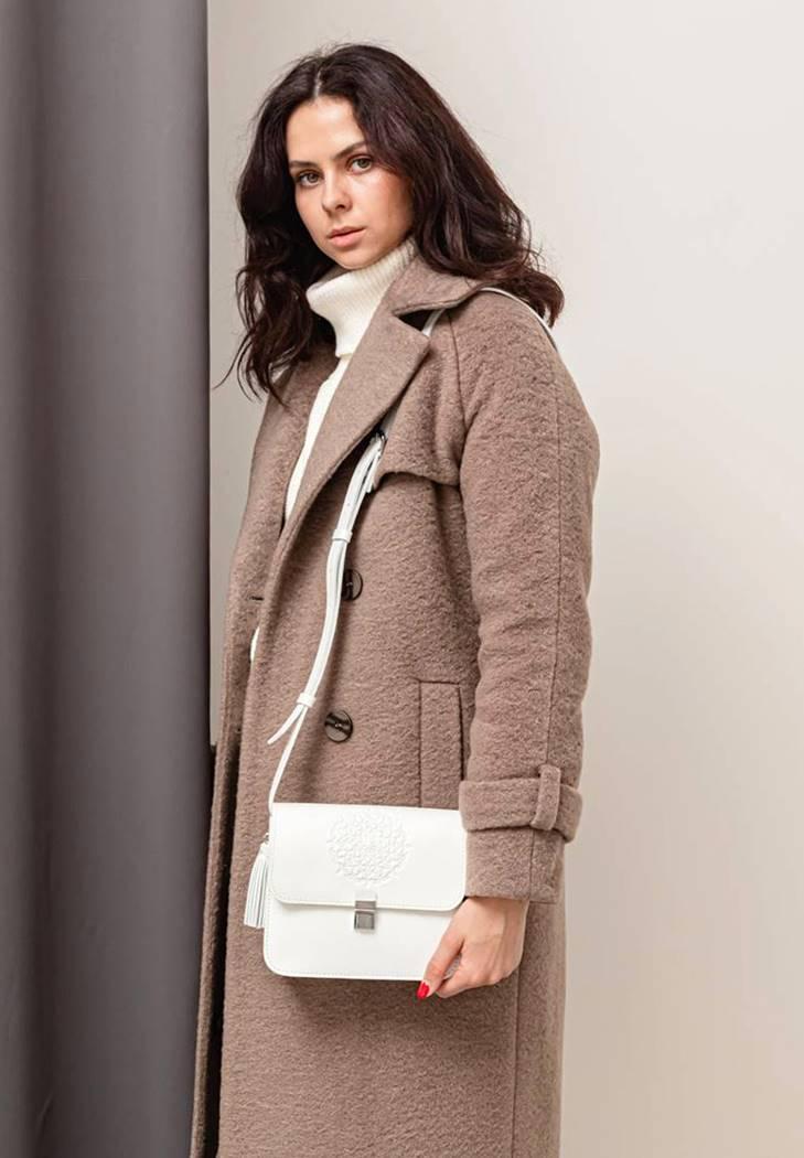 Женская бохо-сумка кожаная Лилу Белый (A-026401)