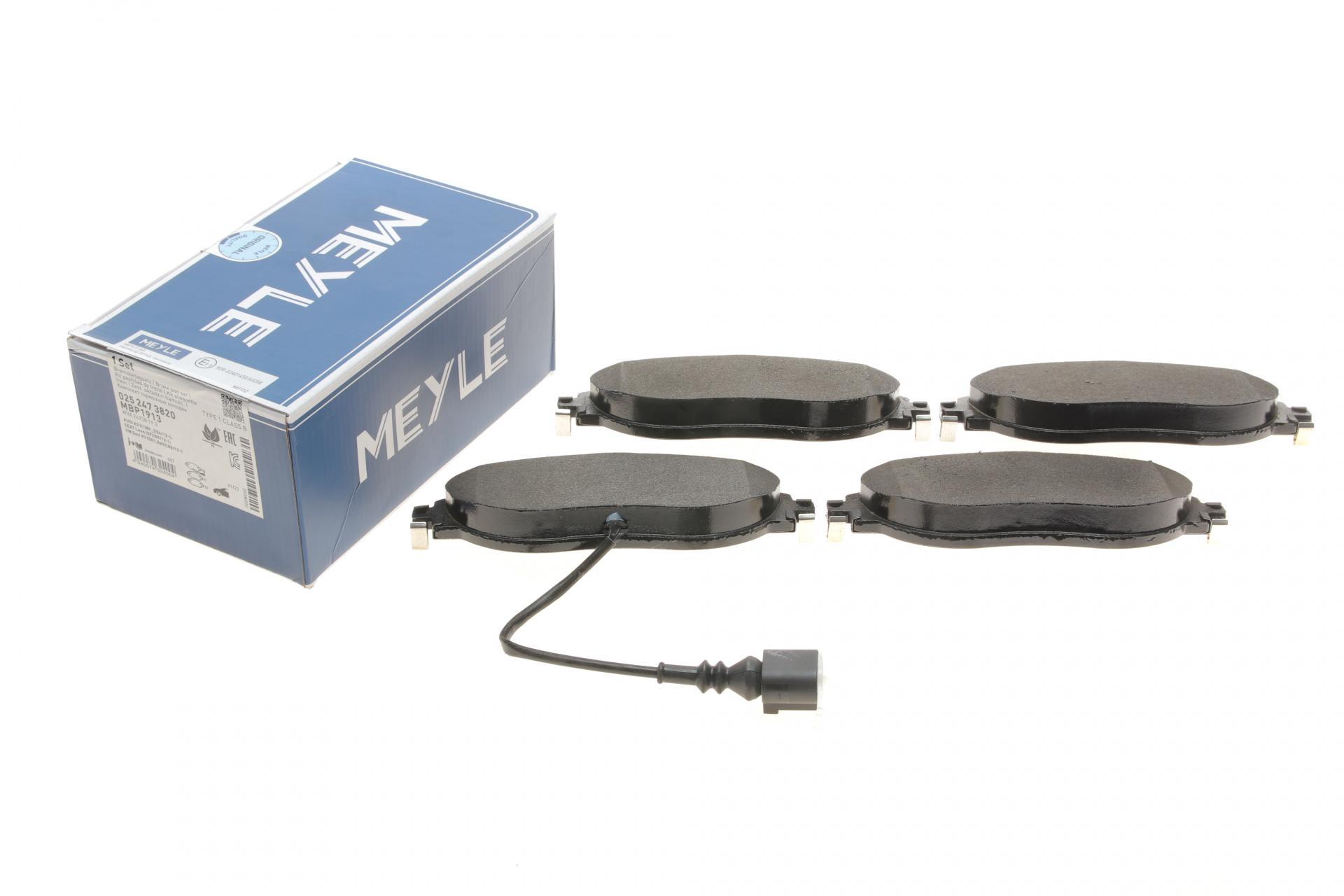 Тормозные колодки передние Meyle для Audi A3/Skoda Octavia III/VW Passat/Golf 13-TRW с датчиком (025 247 3820)