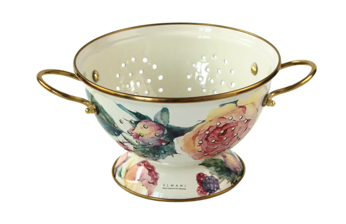 Дуршлаг эмалированный PEONY Elmani на ножке d 20 см - фото 1