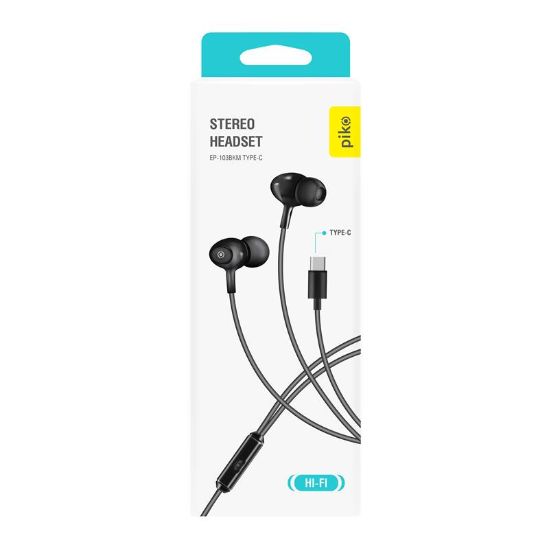 Наушники Piko EP-103BKM вакуумные с микрофоном проволочные Type-C Черный (628174) - фото 2 Наушники Piko EP-103BKM вакуумные с микрофоном проволочные Type-C Черный (628174) - фото 2