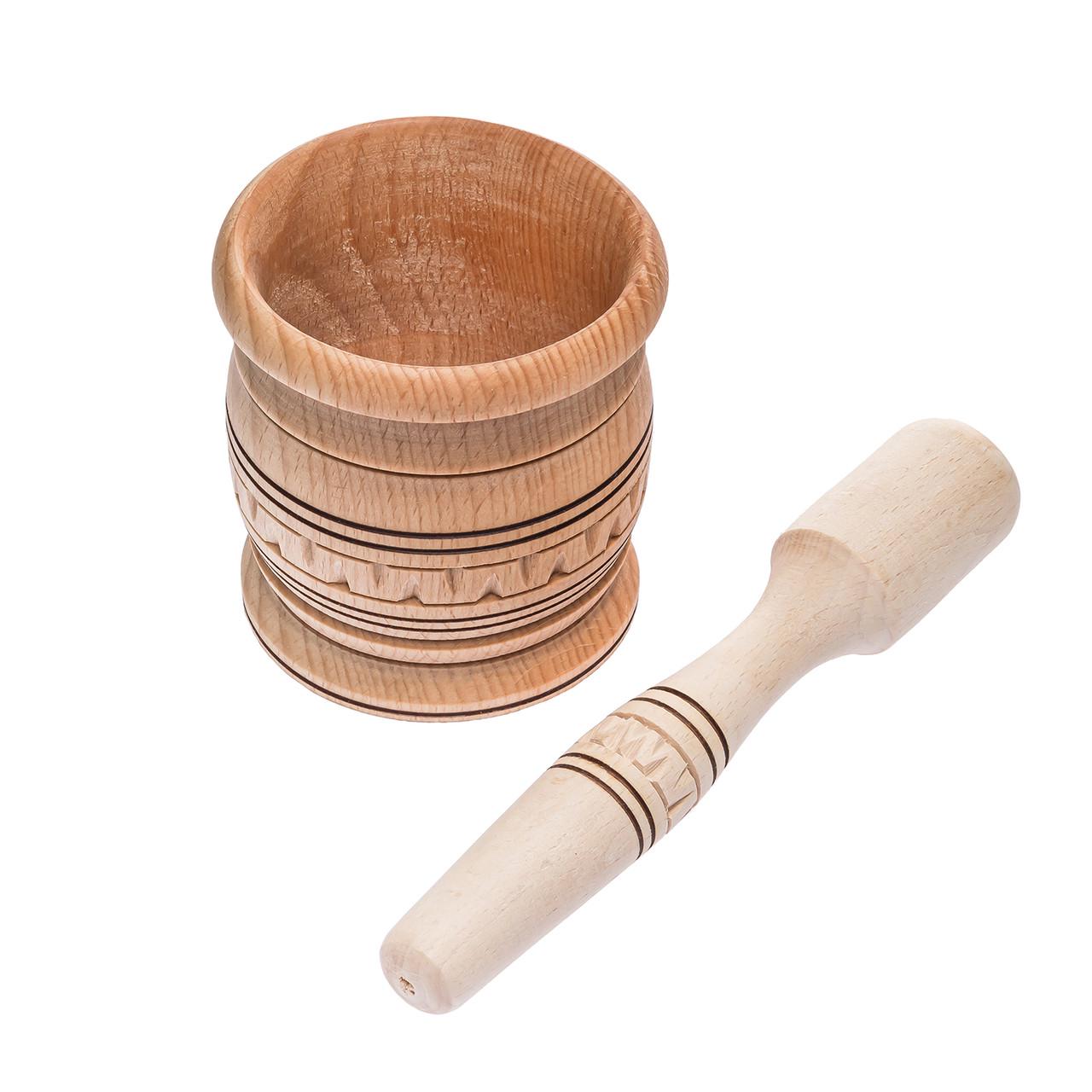 Ступка с пестиком деревянная с резьбой 8,5х9,5 см (1759620173) - фото 4 Ступка с пестиком деревянная с резьбой 8,5х9,5 см (1759620173) - фото 4