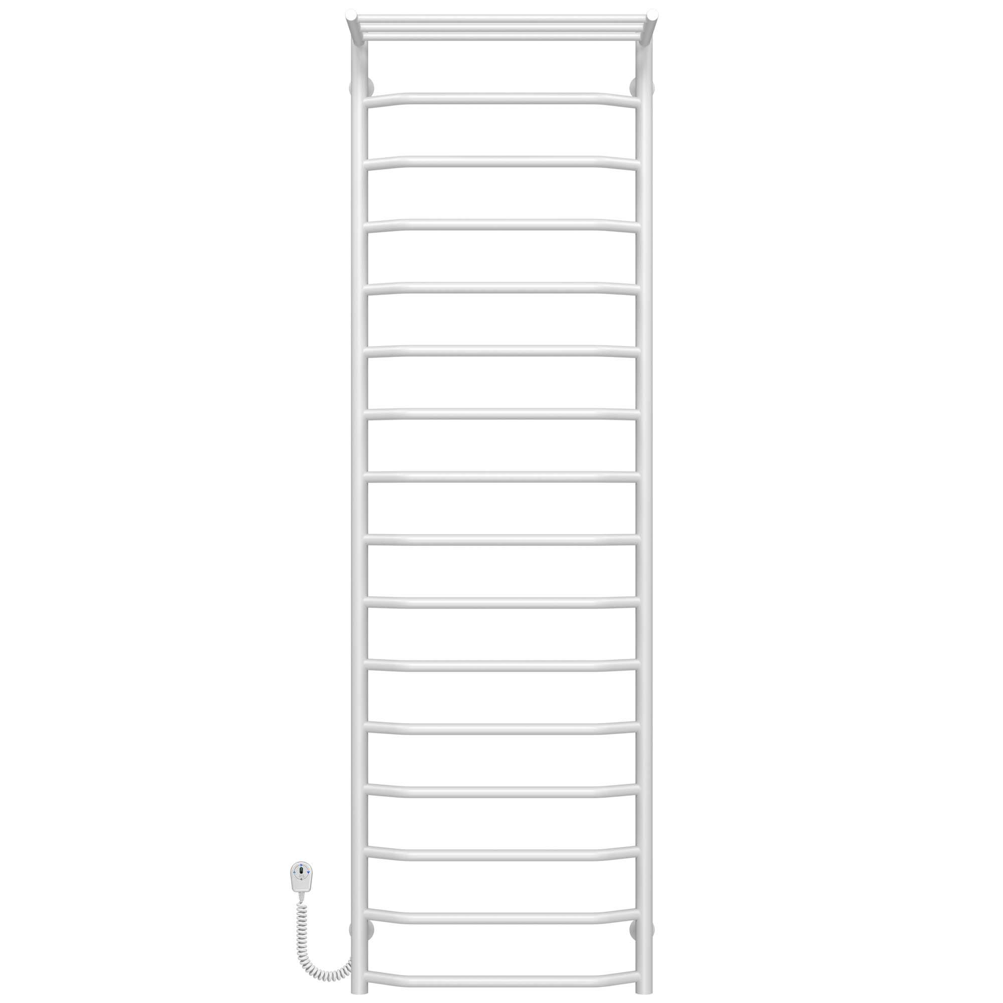 Полотенцесушитель электрический с полкой Deffi Трапеция П16 EF16 левое подключение нержавеющая сталь 500х1700 мм Белый (C.TP.170.50.16.EWL5)