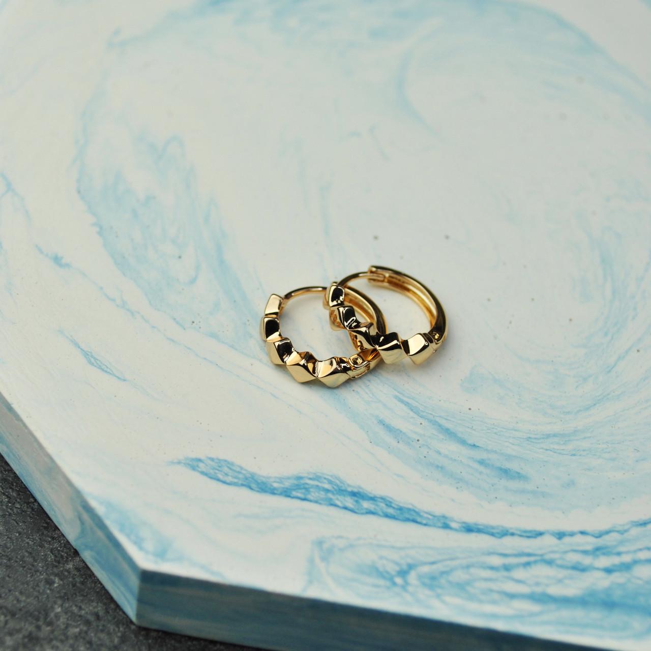 Серьги кольца ромбики медицинская сталь позолота (x090-2)