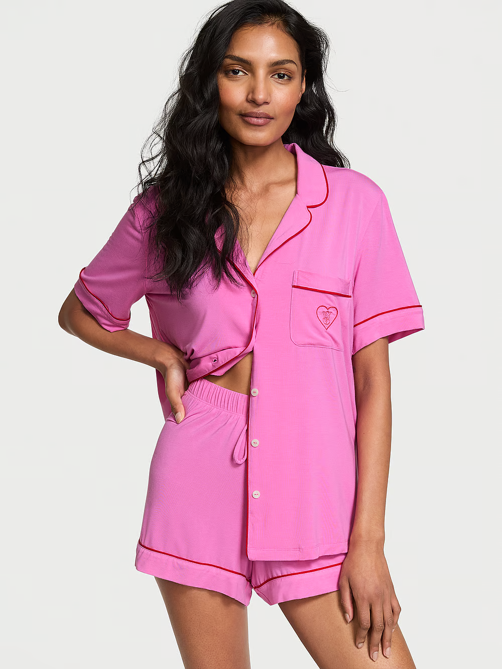 Піжама жіноча Victoria's Secret Modal Soft Short Pajama Set модал S Рожевий (24619555)