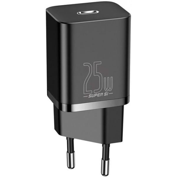 Зарядное устройство Baseus Super Si Quick Charger 1C 25W Sets With Type-C to Type-C Cable 3A Black (TZCCSUP-L01) - фото 4