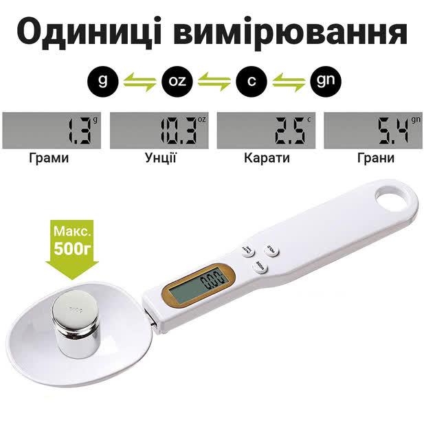Ложка-весы для кухни Kitchen DSS-01 электронная до 500 г (29701256) - фото 7 Ложка-весы для кухни Kitchen DSS-01 электронная до 500 г (29701256) - фото 7