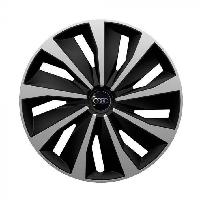 Колпаки для колес 4 Racing Grip R14 с логотипом Audi 4 шт. Silver/Black