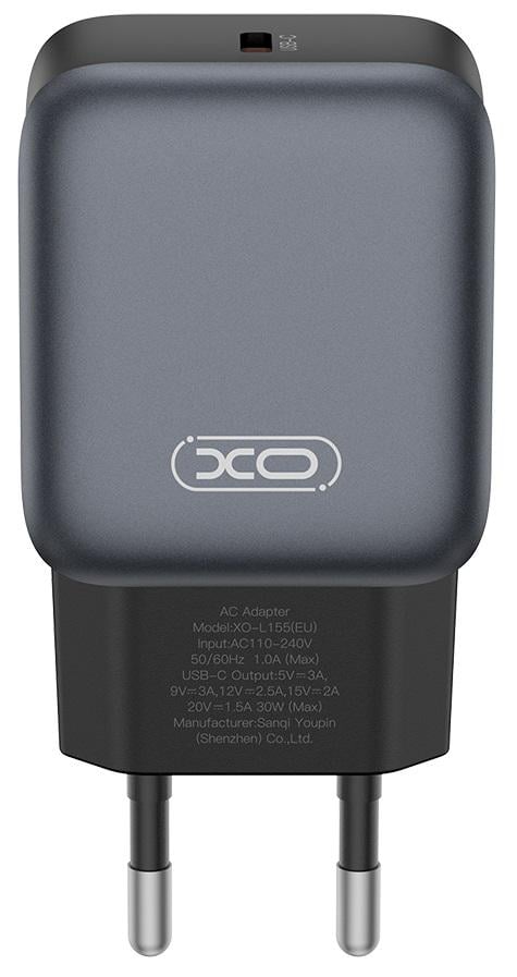 Зарядное устройство Xo L155 30W PD Single port USB-C Черный (UG-L153_Black)