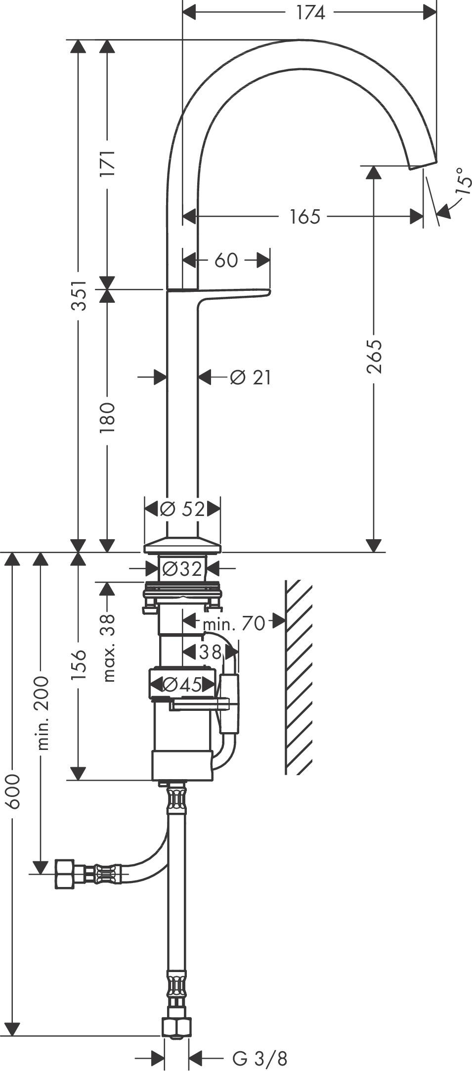 Смеситель для умывальника Hansgrohe AXOR One 48030670 высокий однорычажный Черный (134111) - фото 2 Смеситель для умывальника Hansgrohe AXOR One 48030670 высокий однорычажный Черный (134111) - фото 2