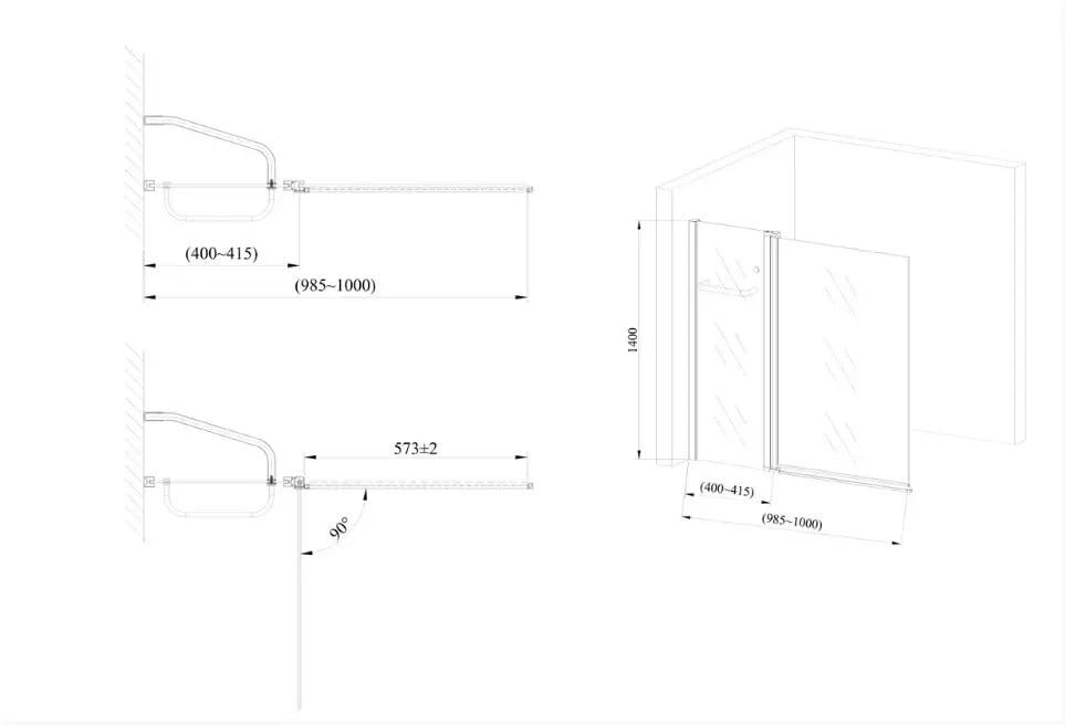 Шторка для ванни скляна AVKO Glass W436 100x140 см Black (5428100140) - фото 3