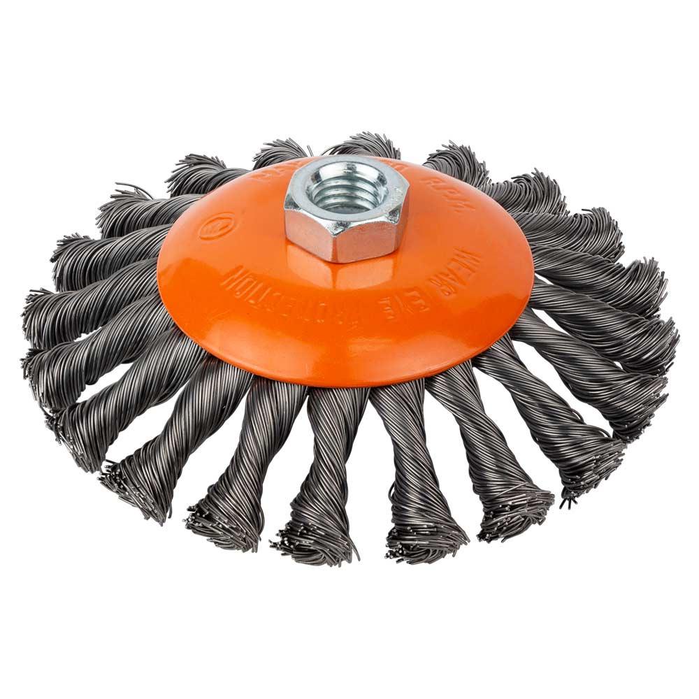 Щетка проволочная конусообразная Grad Ø125 мм М14x2 мм стальная витая (9040125)