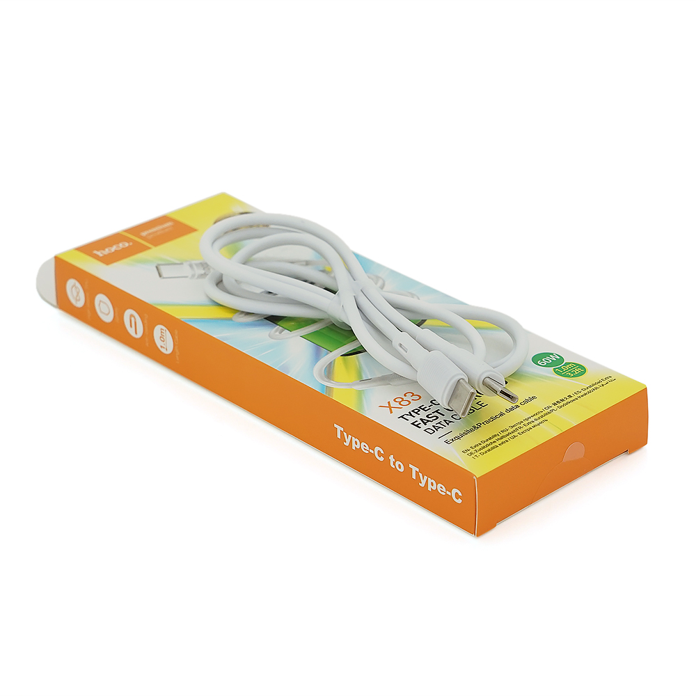 Кабель Hoco X83 Type-C-Type-C 3A для передачи данных и зарядки 1 м Белый (YUT_V9929)