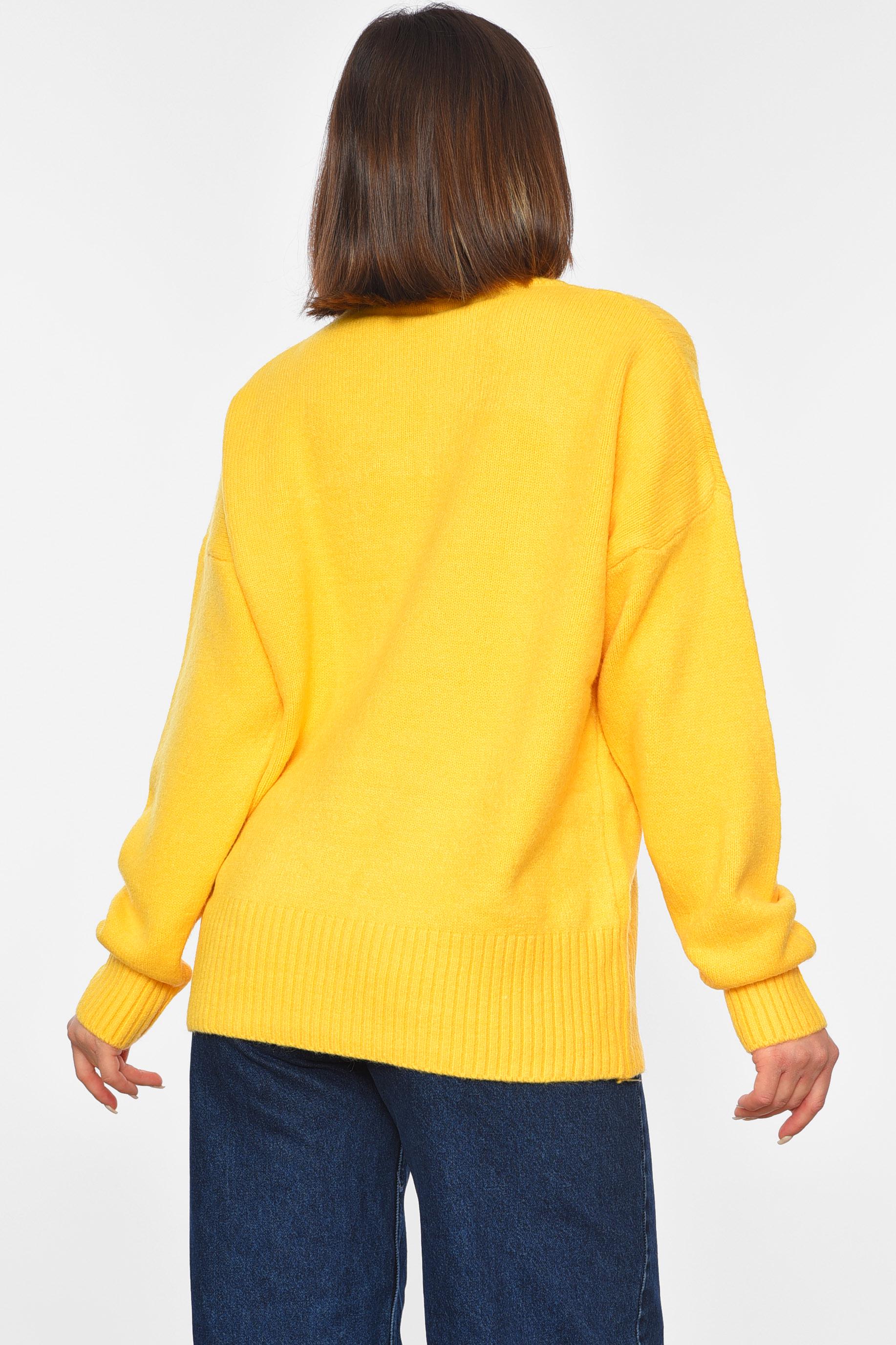 Светр жіночий напівбатальний 2XL Жовтий (192046) - фото 3 Светр жіночий напівбатальний 2XL Жовтий (192046) - фото 3