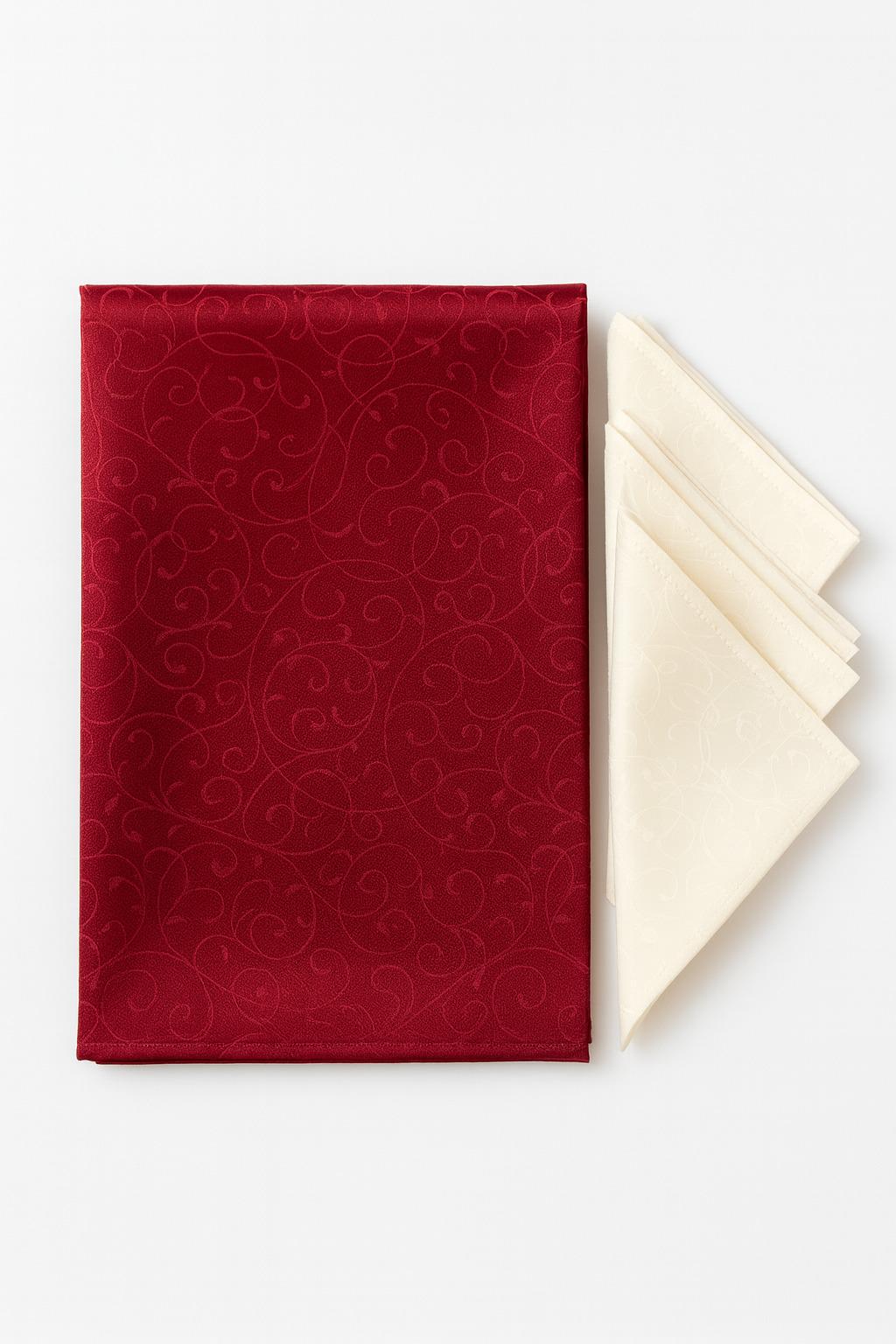 Скатерть с грязеотталкивающим эффектом 2х1,5 м и 6 салфеток Бордовый (4721) Скатерть с грязеотталкивающим эффектом 2х1,5 м и 6 салфеток Бордовый (4721)