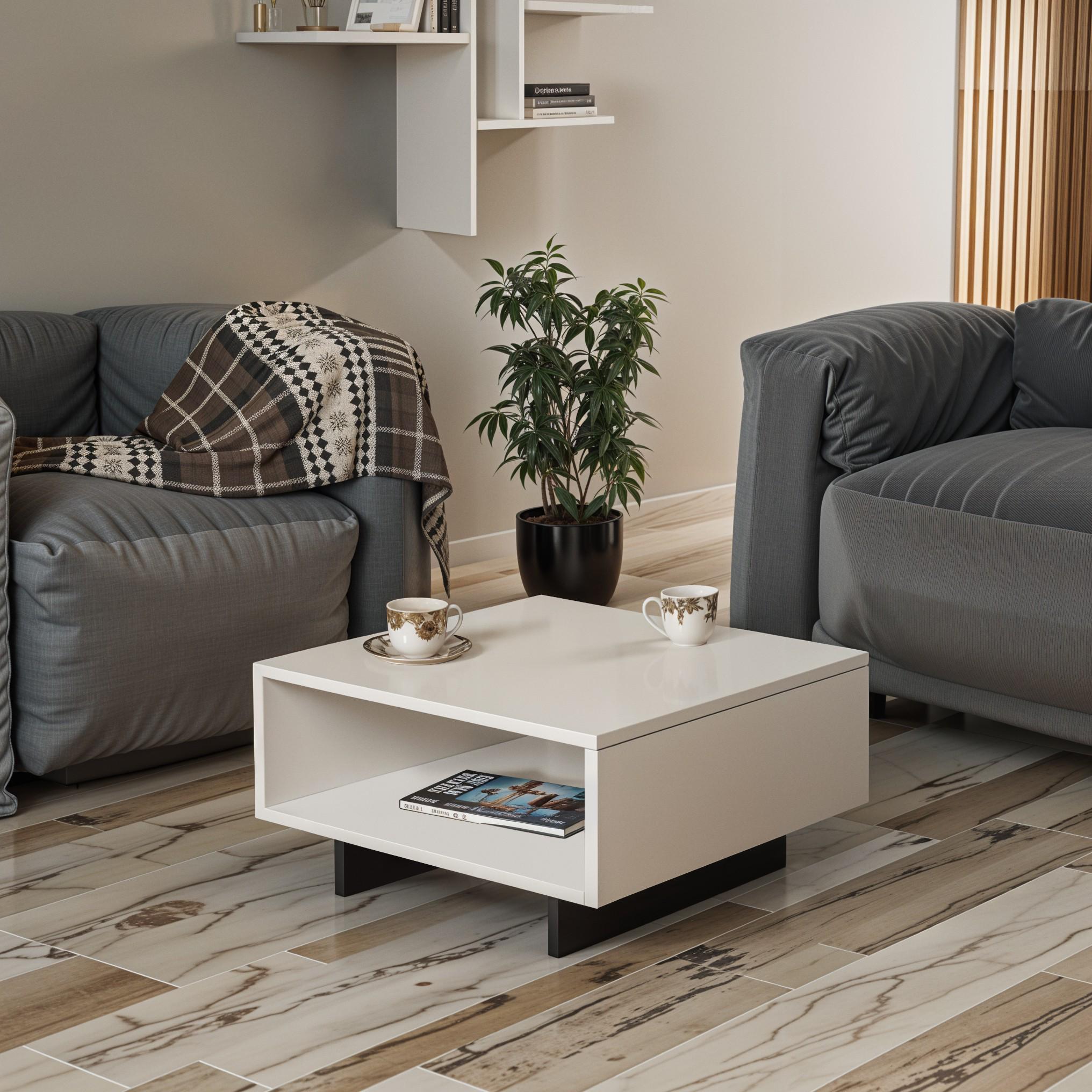 Журнальный стол S-20 590х590х320 мм Белый/Антрацит