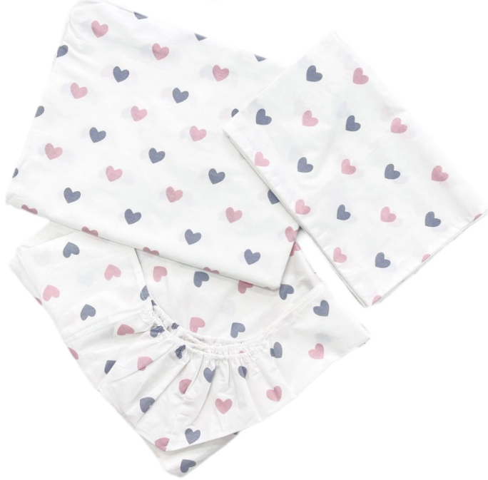 Комплект детского постельного белья Mommy Bag №5 Сердечки 3в1 Розово-серый (142974) Комплект детского постельного белья Mommy Bag №5 Сердечки 3в1 Розово-серый (142974)