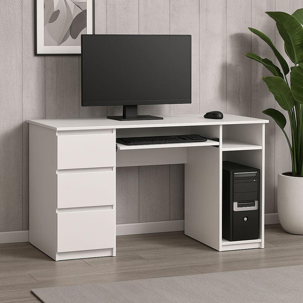 Стіл комп'ютерний СК2 3Я SENAM 780х1300х600 мм ДСП Білий - фото 1