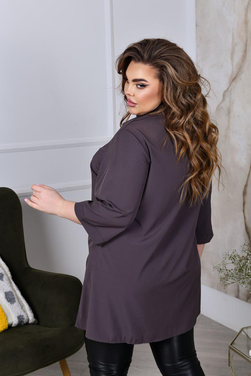 Блузка свободного фасона р. 60-62 Графит (7018) - фото 4 Блузка свободного фасона р. 60-62 Графит (7018) - фото 4