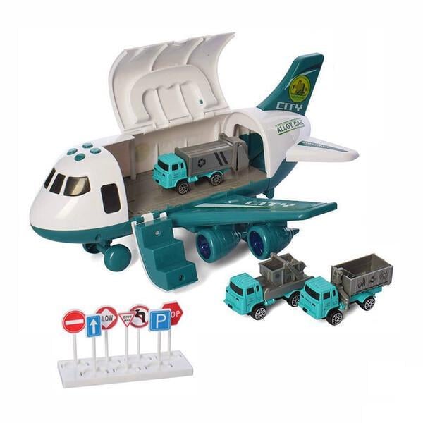 Самолет-гараж парковка Jia Yue Toys с машинками грузовой Зеленый (59946)