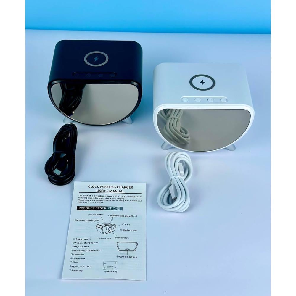 Зарядное устройство беспроводное AY-23 15W с LED часами и будильником White (61701) - фото 3 Зарядное устройство беспроводное AY-23 15W с LED часами и будильником White (61701) - фото 3