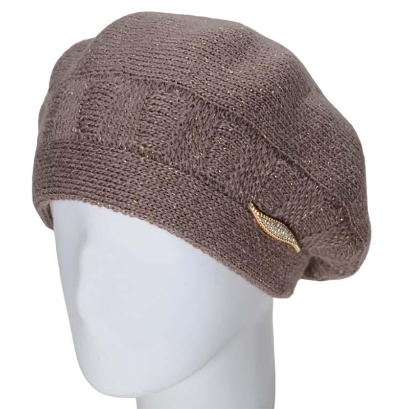 Берет женский Lirus Милена двойной с люрексовой нитью Темно-пудровый (119214)