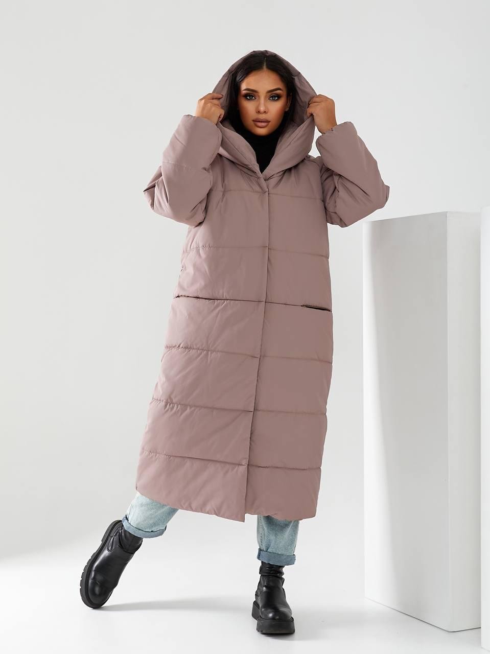 Пальто-пуховик длинное на кнопках Аiza А521 р. 54-56 Серый - фото 11 Пальто-пуховик длинное на кнопках Аiza А521 р. 54-56 Серый - фото 11