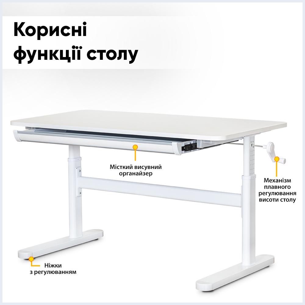 Парта школьная эргономичная трансформер Ergokids TH-215 W Lite Белый - фото 2