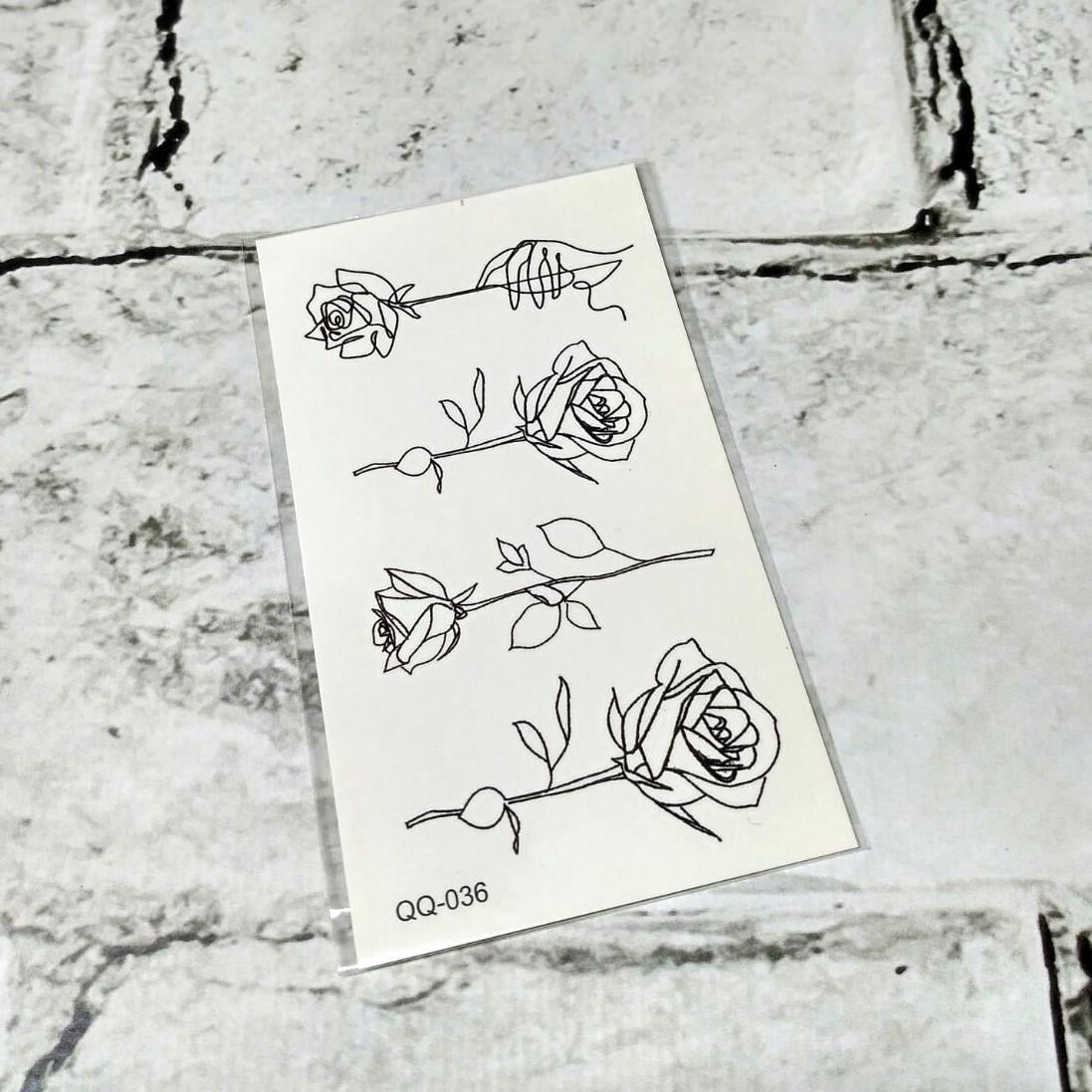 Тату временное Розы лист 6x10.5 см (QQ-034)