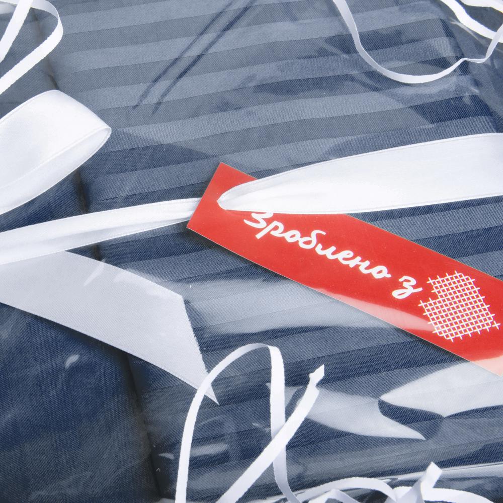 Комплект постільної білизни євро сатин в смужку Джинсовий (26027) - фото 4 Комплект постільної білизни євро сатин в смужку Джинсовий (26027) - фото 4