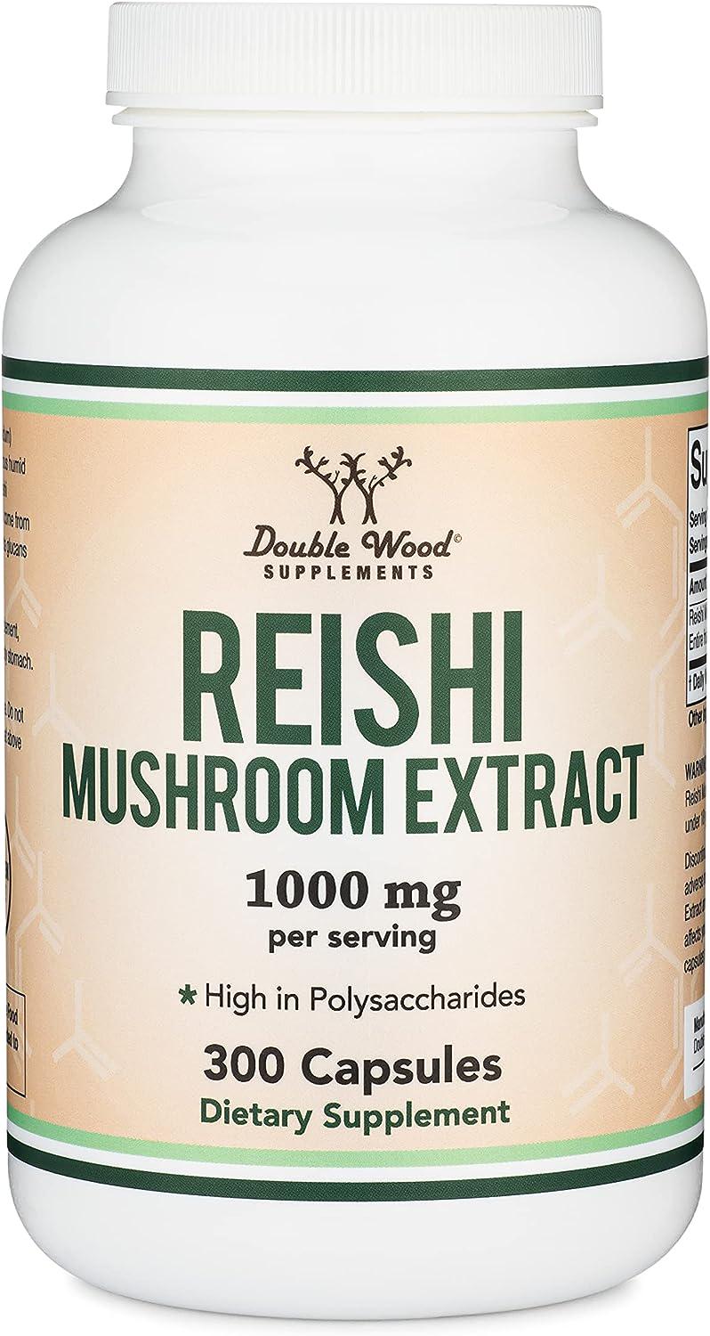 Экстракт гриба рейши Double Wood Supplements Reishi Mushroom Extract 1000 mg 300 capsules