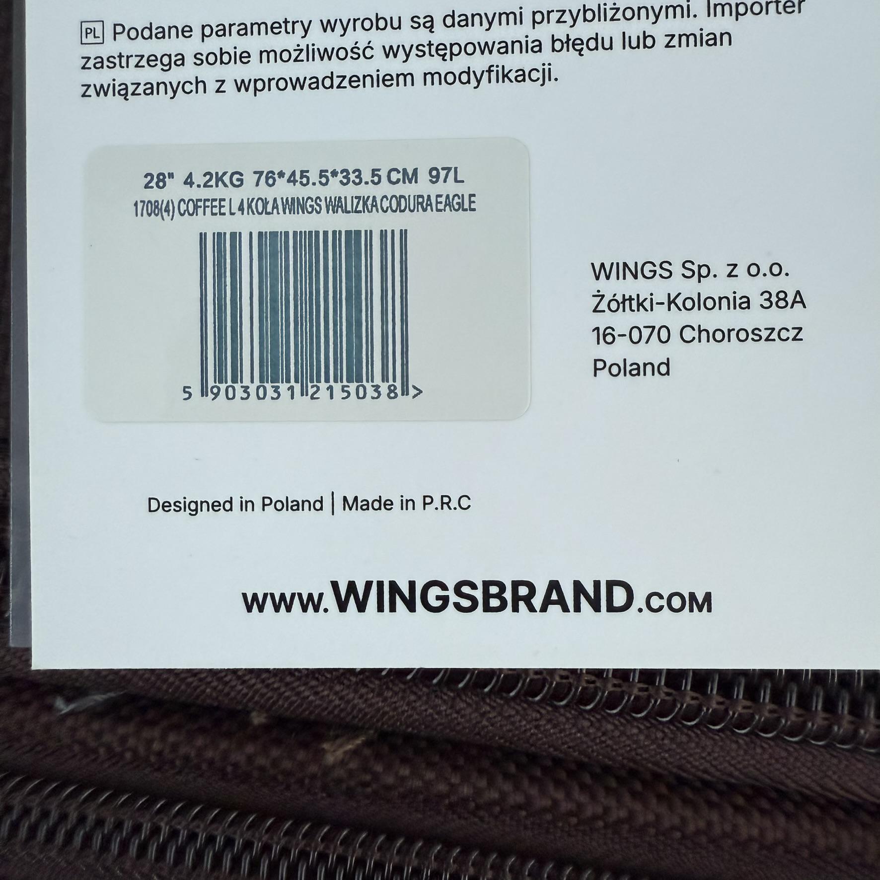 Валіза тканинна Wings 1708 на 4 колесах L Коричневий (30485125) - фото 8