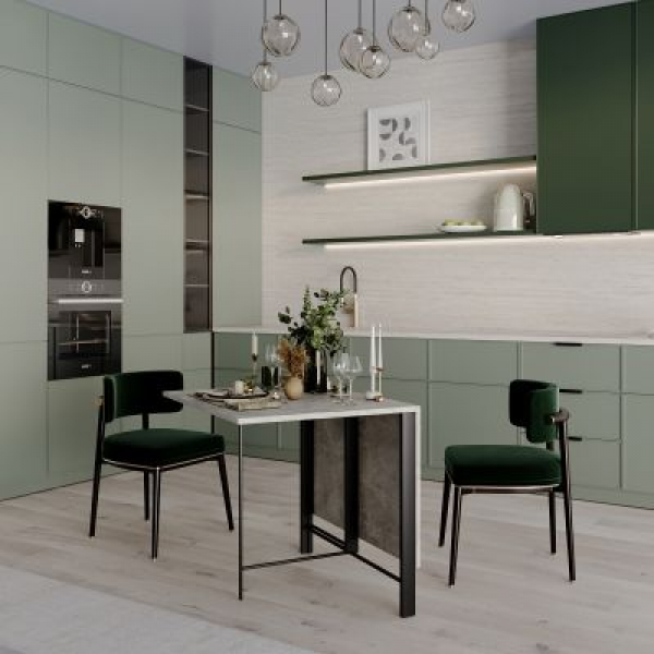 Стол-трансформер обеденный ART IN HEAD Voody ЛДСП/металл раскладной 90х10/138 см Ателье светлый/Черный (TB26040000030) - фото 3 Стол-трансформер обеденный ART IN HEAD Voody ЛДСП/металл раскладной 90х10/138 см Ателье светлый/Черный (TB26040000030) - фото 3