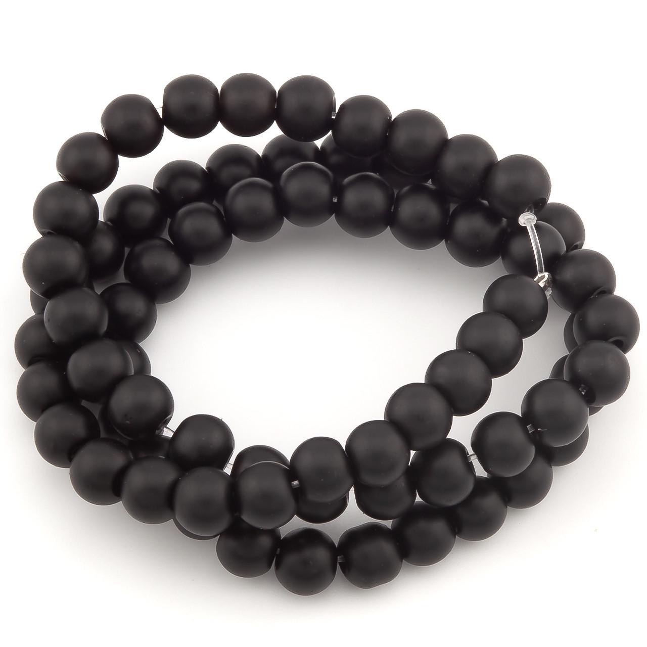 Намистини Шунгіт з натурального каменю 4 мм 37 см 1 шт. (НК0483ш56)