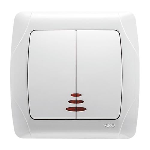 Выключатель двухклавишный Viko Carmen с подсветкой Белый (27549225)