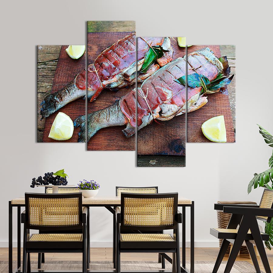 Настінний декор Запечена форель із цитрусовим ароматом 89x56 см (A538-4)