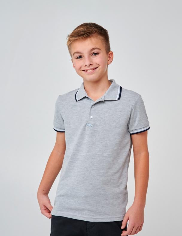 Футболка-поло для мальчика Smil Лакоста 134 см Серый меланж (114114)