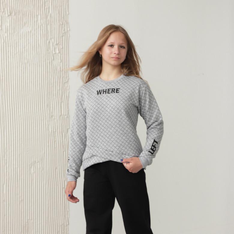 Свитшот подростковый для девочки GBI TEENS Where 140 см Серый (13765)
