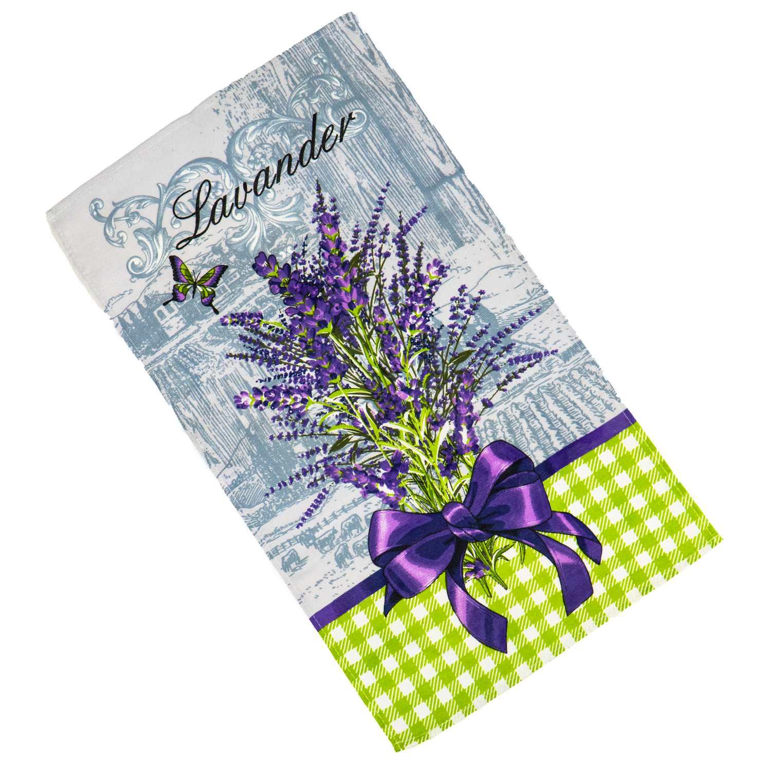 Кухонное полотенце Lavender with a bow рогожка с петелькой 180 г/м2 35х61 см Лавандовый (rv-180-61-with-bow)