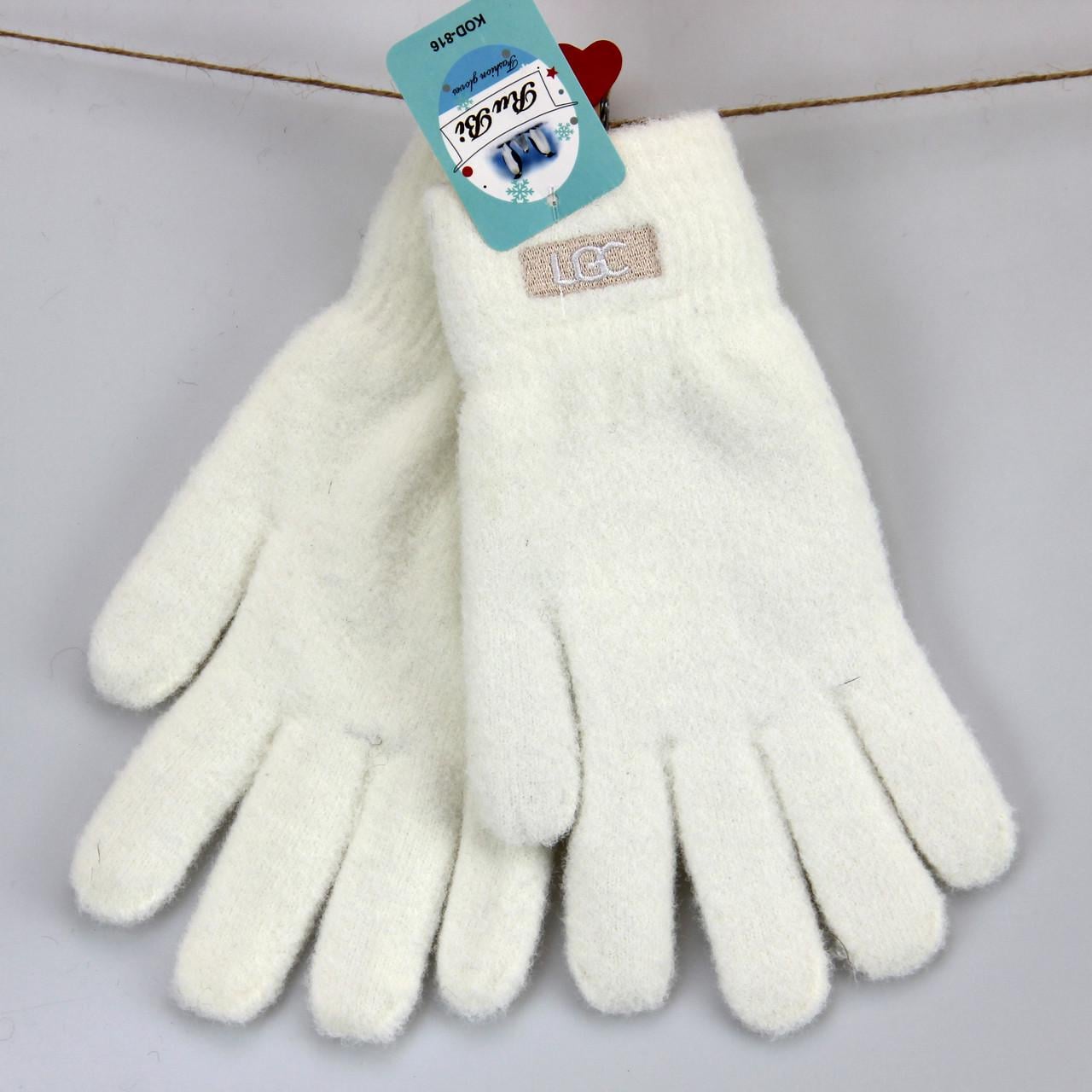 Рукавички жіночі Альпака вовняні подвійні S-М Білий (33887)
