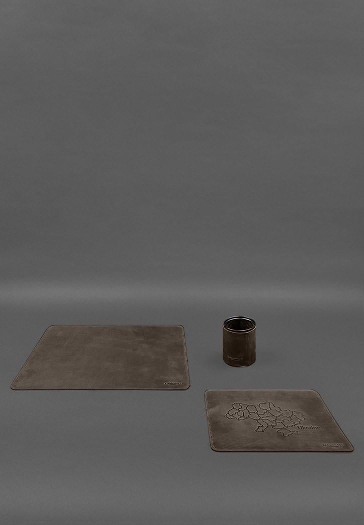 Набор настольный из натуральной кожи 5.0 с картой Украины Crazy Horse Темно-коричневый (A-028354) - фото 2