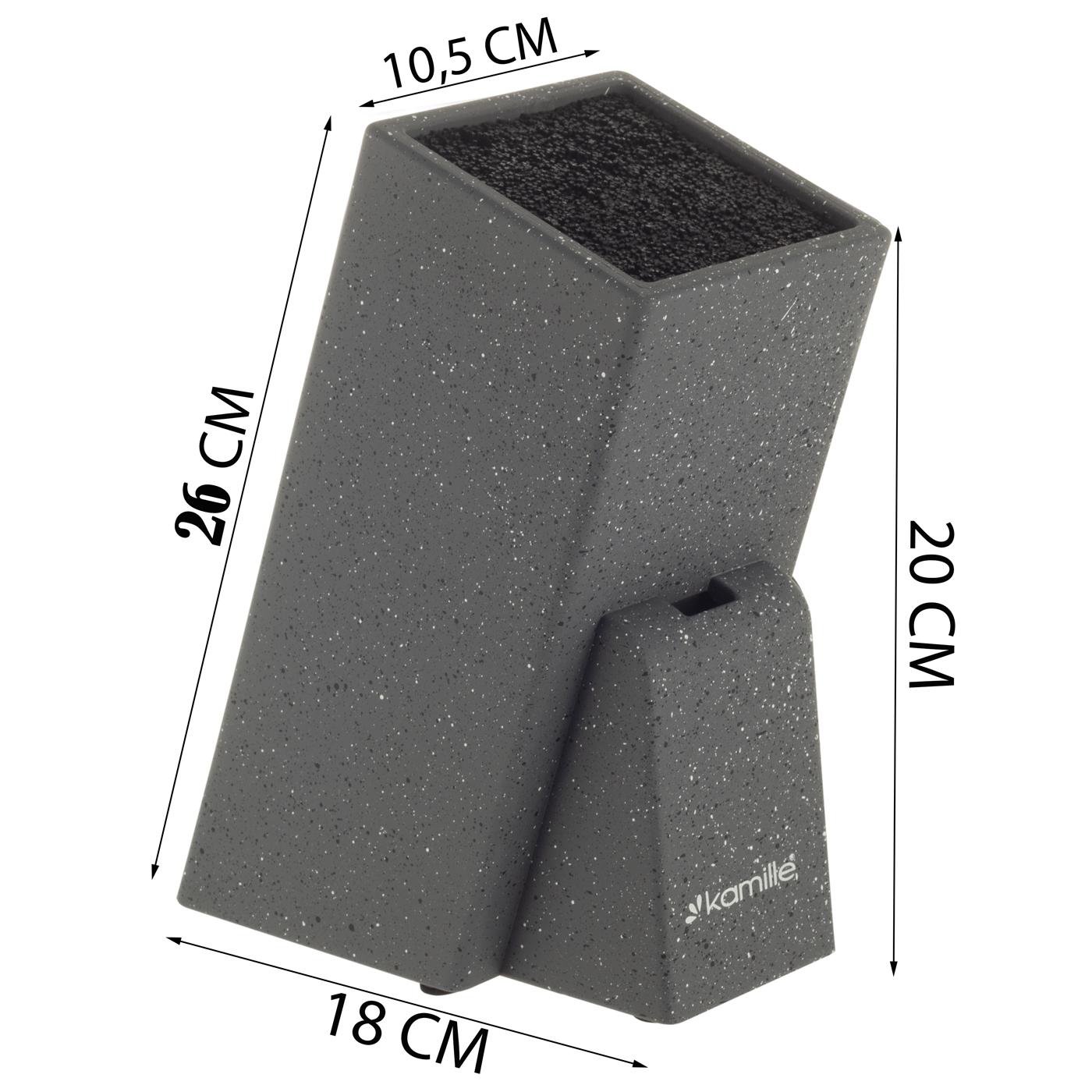Підставка для ножів Kamille з наповнювачем 10,6 х10, 6х25, 7 см Сірий (7614sil) - фото 8