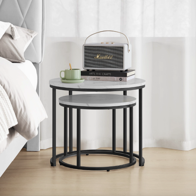 Комплект журнальных столиков Leobert Oreo круглый Мраморный (4348) - фото 6