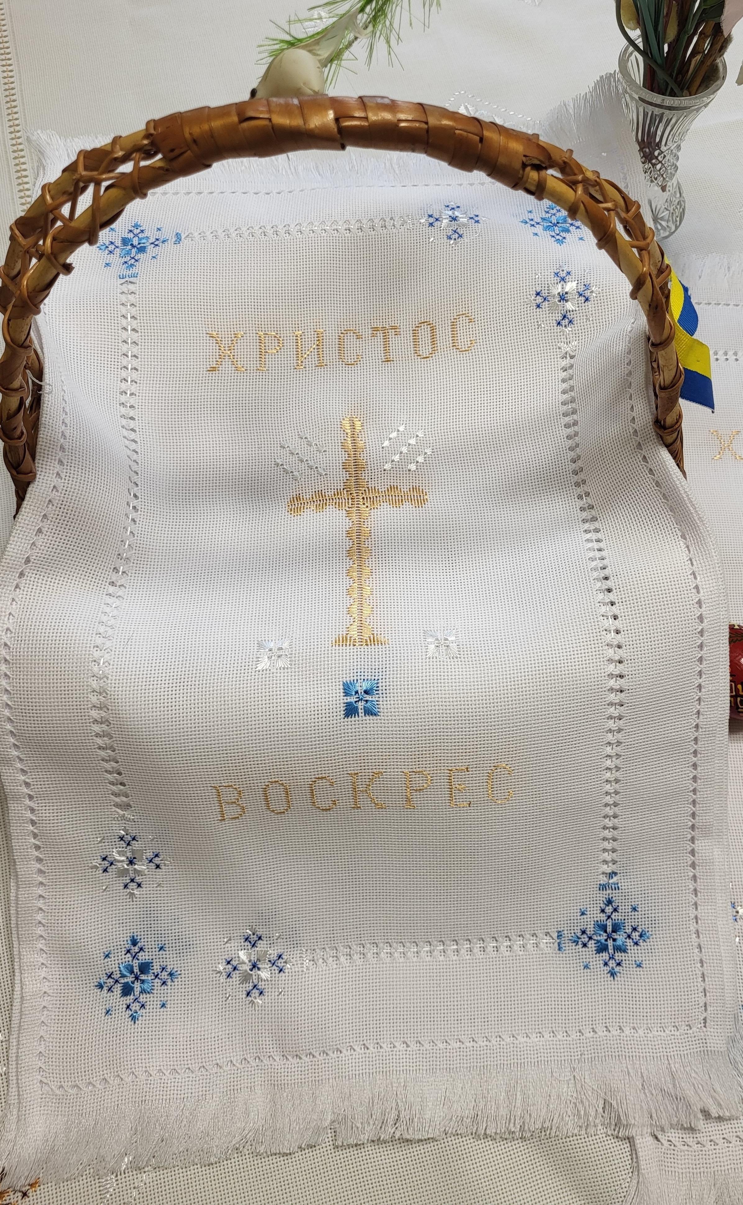 Серветка-рушник вишита на великодній кошик ручна вишивка (Арт-016)