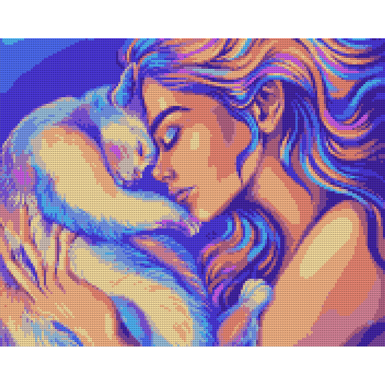 Алмазна мозаїка Santi Дівчина з котом на підрамнику 40х50 см (954526)